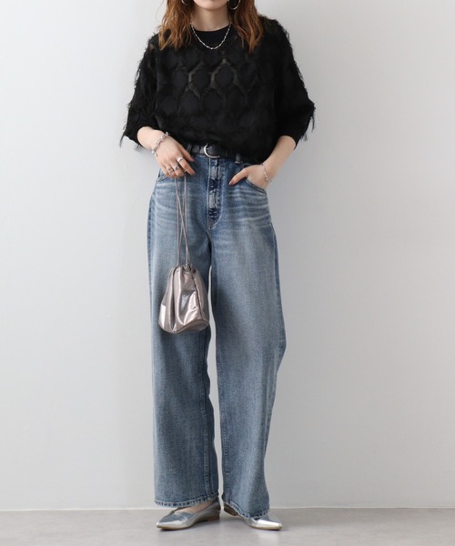 ブラウス シャツ Anna Nicola ニットリブフリンジJQT゛BL レディース Anna Nicola ブラウス シャツ ニットリブフリンジJQT゛BL