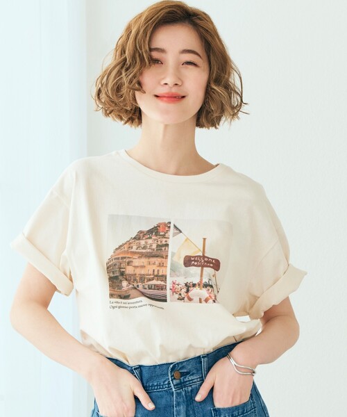 tシャツ Autumn Girls photo Tシャツ/フォトTシャツ レディース aquagarage フォトプリントTシャツ レディース 春 夏 M≪ゆう