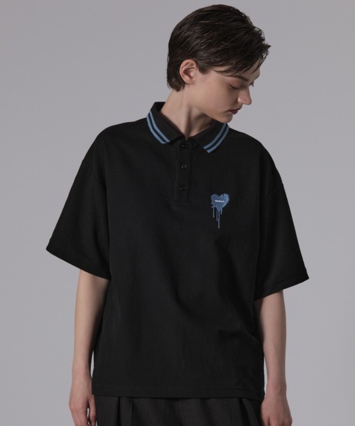 ONCILY ポロシャツ ONE POINT LOGO MOSS STITCH POLO SHIRT
