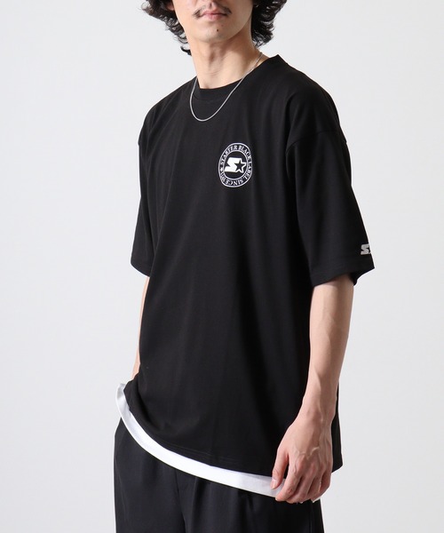ストレートカット ロゴ入り ブラック 長袖Tシャツ edakka 長袖 Tシャツ クルーネック ヘビーウェイト 刺繍 入り