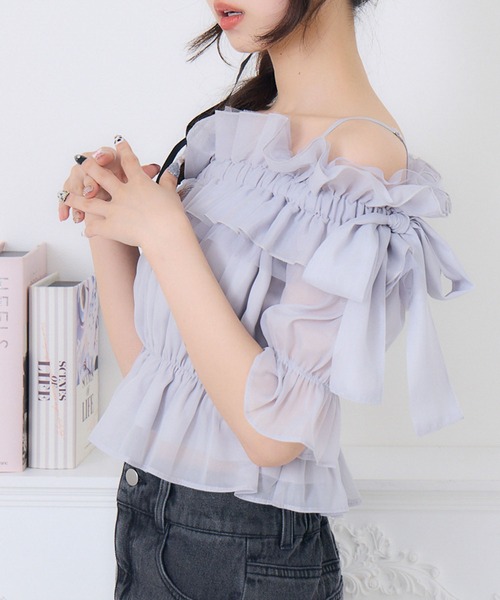 LINKABLE サイドリボンブラウス tiache-1.jpg