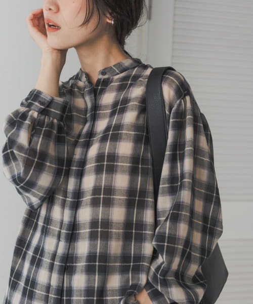 ブラウス シャツ 「2025年春夏」シアーチェックシャツ レディース セール】 シアーチェックシャツ《2025spring catalog item