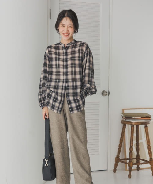 ブラウス シャツ 「2025年春夏」シアーチェックシャツ レディース セール】 シアーチェックシャツ《2025spring catalog item