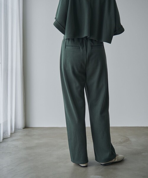 極美品 CALEE スラックスショートパンツ ブルーグリーン L ワンタック