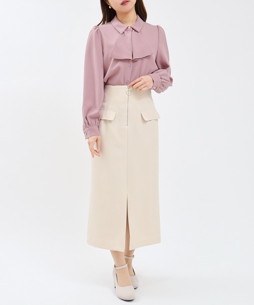 大人気完売品♡アドーア クリアコットンスタンドカラーブラウス　ボウタイ　とろみ セール】 ◇クリアコットンスタンドカラーブラウス （シャツ