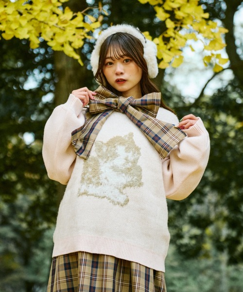 ニット 「クティールとレトロ」アソートネコジャガードニット 