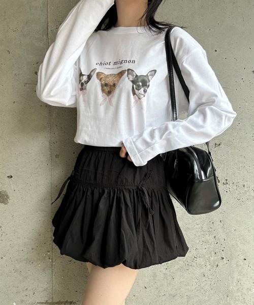 tシャツ DOGリボンプリントロングTシャツ レディース : ZOZOTOWN