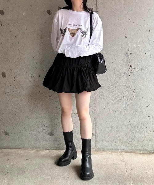 tシャツ DOGリボンプリントロングTシャツ レディース : ZOZOTOWN