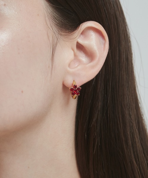 ciite' ピアス 「 金属アレルギー対応 」 フラワービジュー フープ