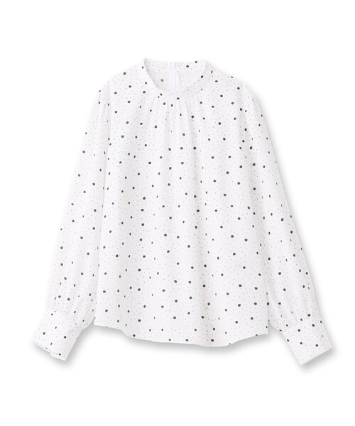 ブラウス シャツ 「夏SALE／フォーマル/マシンウォッシュ可」ドットプリントブラウス レディース Reflect ブラウス シャツ 「夏SALE／フォーマル/マシン