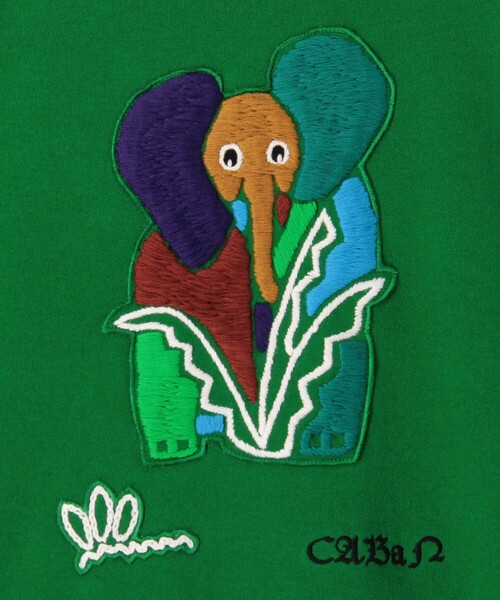 専用品CABaN Elephantエンブロイダリー クルーネックプルオーバー CABaN セーター ニット コットンカシミヤ Elephantエンブロイダリー