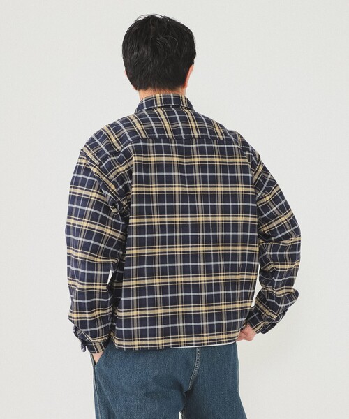 ★値下げ・良好★BEAMS ネルシャツ　メンズ　チェックシャツ BEAMS（ビームス）フード ネル チェック シャツ（シャツ