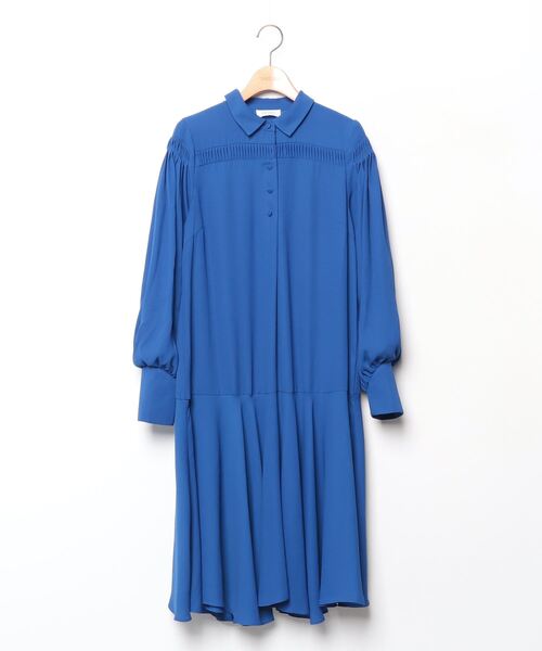 CELFORD ×Hanae Mori ブルー長袖チュニック ワンピース CELFORD 「CELFORD」 長袖ワンピース「HANAE MORIコラボ」 38