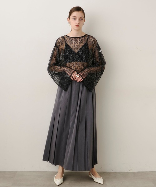 新品 JOAN トップス 黒レース スパンコール サイズL VIOLETTA（ヴィオレッタ） スパンコールレースシアートップス