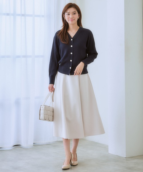 8ヤードホワイト フレアスカート レディース 7days Life Styling スカート ダブルクロス6枚ハギフレアスカート