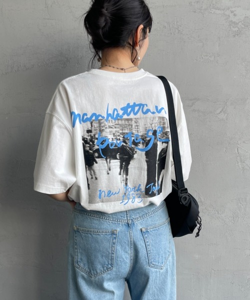 tシャツ 「MANHATTAN PORTAGE/マンハッタンポーテージ」 別注 バックフォトプリントTシャツ レディース メンズ