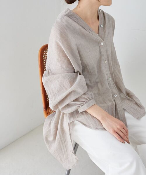 ブラウス シャツ バックギャザーシアーシャツ レディース le.coeur blanc ブラウス シャツ シアーガーゼバックギャザー