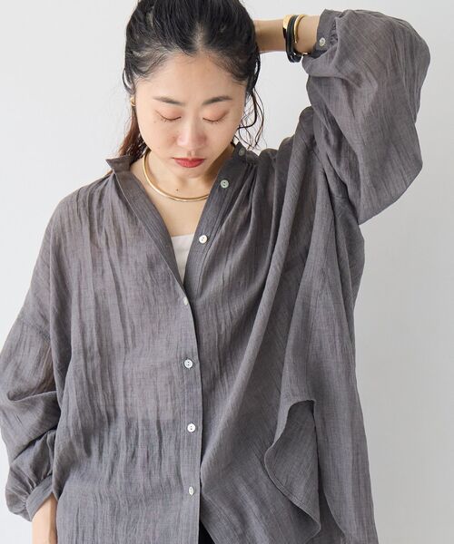 yori バックギャザーシャツ WEB限定アイテム》シアーガーゼバックギャザーシャツ/le.coeur blanc