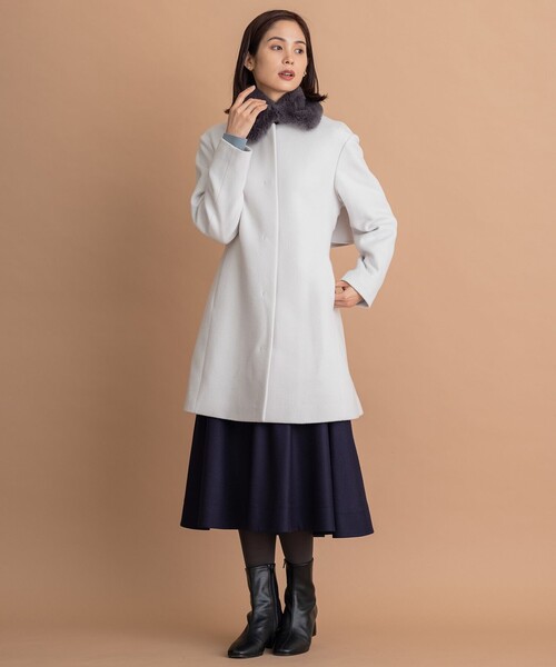 「組曲」 ノーカラーコート 7 ベージュ レディース_画像4