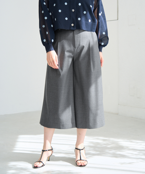 【25AW NEW】LOEWE_women / ウール クロップドラップパンツ クロップド ラップ トラウザーズ（コットン） ブラック - LOEWE