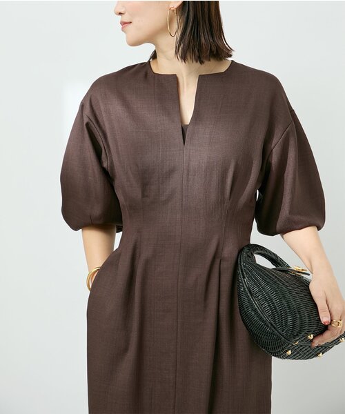 「イ」VERMEIL par iena ウエストシェイプワンピース ☆VERMEIL par ienaウエストシェイプワンピ☆spic&span