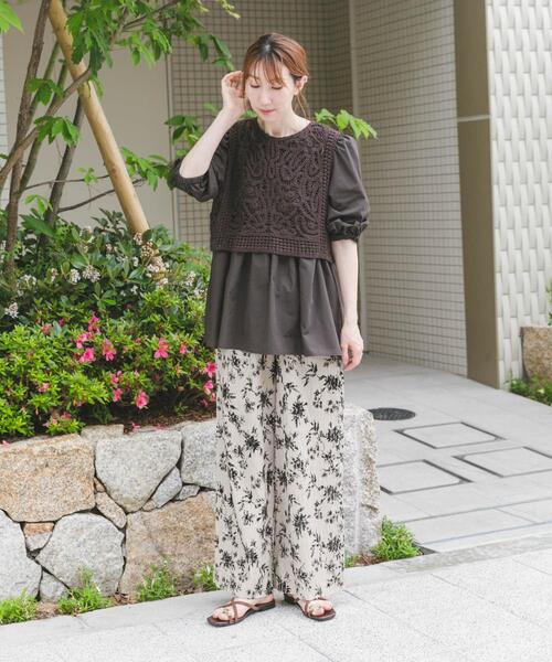【新品タグ付け】レースベストドッキングチュニック ITEMS URBANRESEARCH ブラウス シャツ レースベストドッキング
