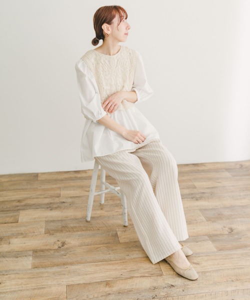 ITEMS URBANRESEARCH ブラウス シャツ レースベストドッキング