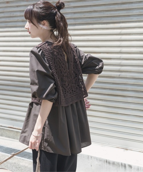 ITEMS URBANRESEARCH ブラウス シャツ レースベストドッキング