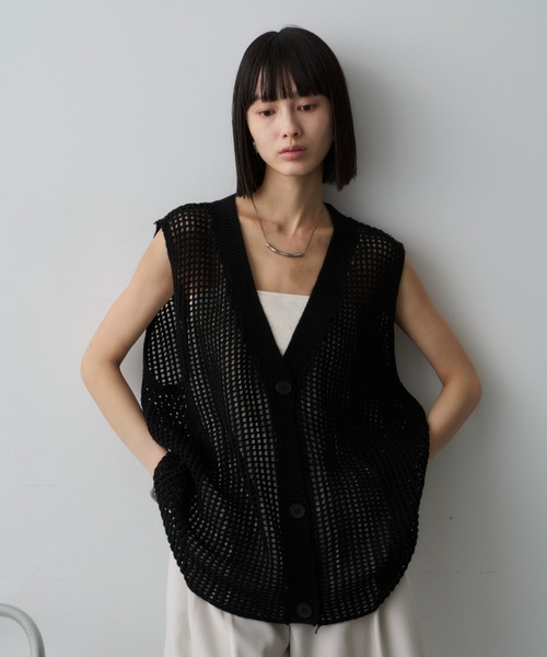 DFFUR. ベスト ジレ オーバーサイジングシアーメッシュベスト