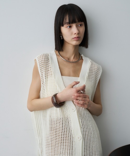 ベスト ジレ メッシュ前あきベスト レディース Ada. ベスト ジレ 夏のトレンド♪ メッシュ サイドスリット