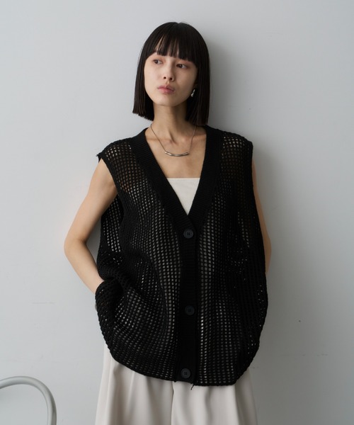 DFFUR. ベスト ジレ オーバーサイジングシアーメッシュベスト