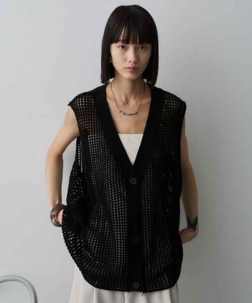 DFFUR. ベスト ジレ オーバーサイジングシアーメッシュベスト