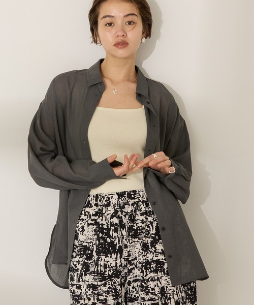 ブラウス シャツ ナチュラルリップルボイル　シャツ レディース AMERICAN HOLIC ブラウス シャツ シアーボイルレギュラーシャツ