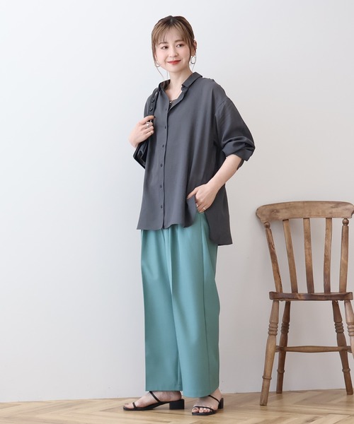 ブラウス シャツ ナチュラルリップルボイル　シャツ レディース AMERICAN HOLIC ブラウス シャツ シアーボイルレギュラーシャツ
