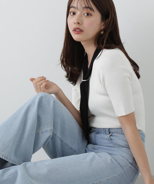ニット セーター パール付きボウタイニット / 1215170512 レディース パール付きボウタイニット | PROPORTION BODY DRESSING
