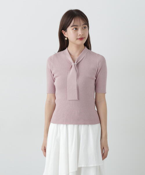 PROPORTION BODY DRESSING ニット セーター パール付きボウタイ