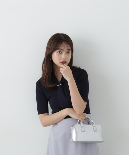 PROPORTION BODY DRESSING ニット セーター パール付きボウタイ
