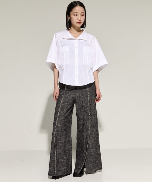 ブラウス シャツ 「STUDIOUS/ステュディオス」2way Collar Cotton Shirt/コットンシャツ レディースの画像