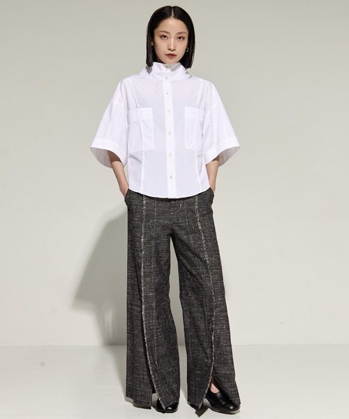 ブラウス シャツ 「STUDIOUS/ステュディオス」2way Collar Cotton Shirt/コットンシャツ レディースの画像