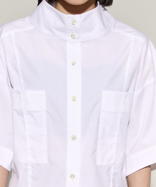 ブラウス シャツ 「STUDIOUS/ステュディオス」2way Collar Cotton Shirt/コットンシャツ レディースの画像