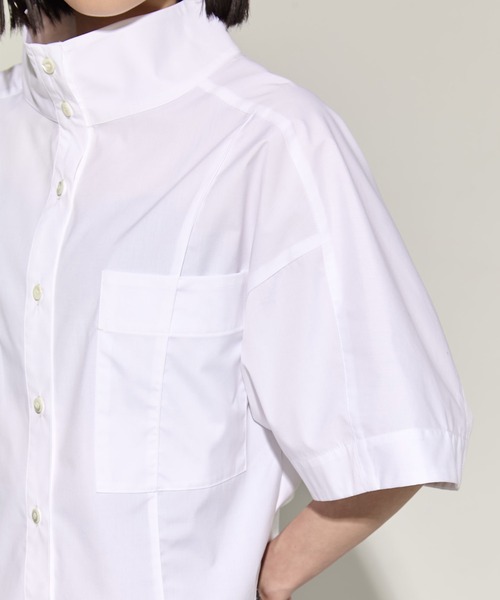 ブラウス シャツ 「STUDIOUS/ステュディオス」2way Collar Cotton Shirt/コットンシャツ レディースの画像