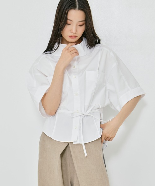 ブラウス シャツ 「STUDIOUS/ステュディオス」2way Collar Cotton Shirt/コットンシャツ レディースの画像