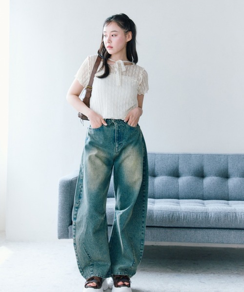 OLIVE des tシャツ フード付きレーストップス レディース