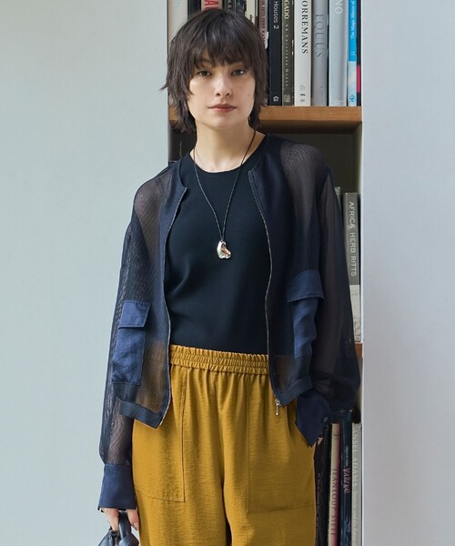 コート アウター Ta/Peメッシュ ブルゾン レディースの画像