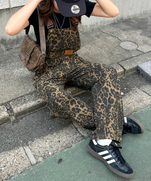 サロペット オーバーオール レオパードオーバーシルエット