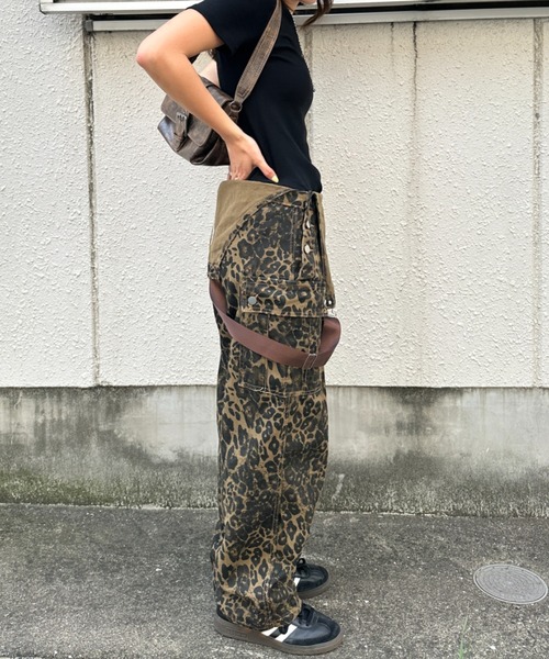 サロペット オーバーオール レオパードオーバーシルエット