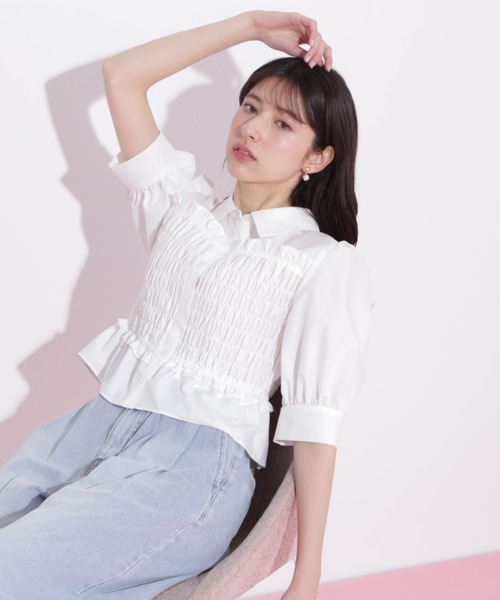 完売品 ジルバイ ジルスチュアート ウエストビスチェデザインブラウス