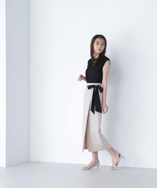 NATURAL BEAUTY BASIC スカート バイカラーリボンナロースカート