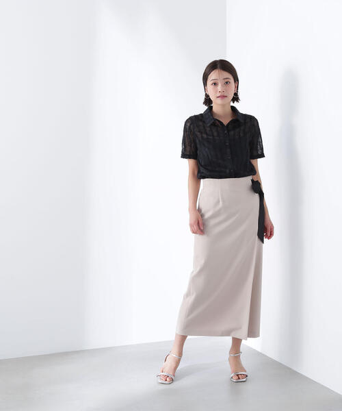 【美品】ナチュラルビューティーベーシックバイカラーナロータイトスカートPSサイズ 美品】ナチュラルビューティーベーシックバイカラーナロータイト