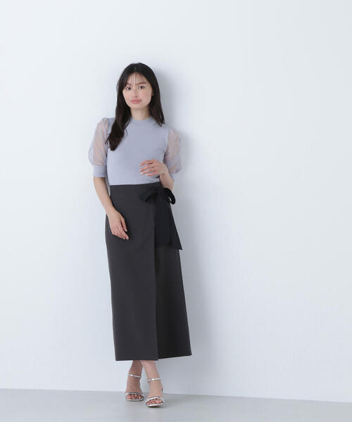 NATURAL BEAUTY BASIC スカート バイカラーリボンナロースカート
